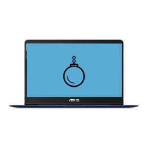 data destruction icon on a laptop screen