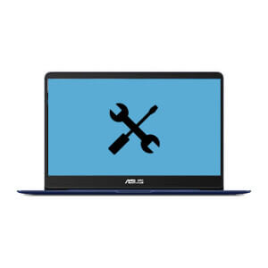computer maintenance icon on a laptop screen